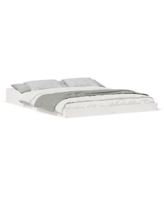 Struttura del letto Bianco 160 x 220 cm Pino massello 2