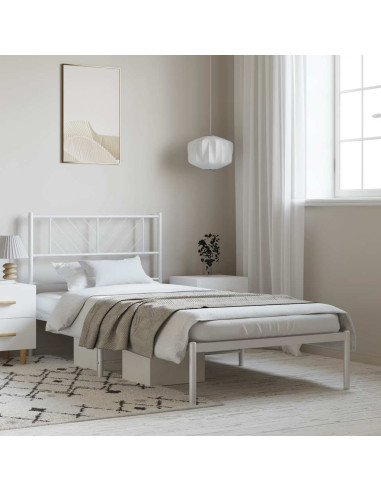 Giroletto con Testiera Metallo Bianco 100x200 cm