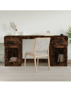 Scrivania con Armadietto Rovere Fumo in Legno Multistrato 2