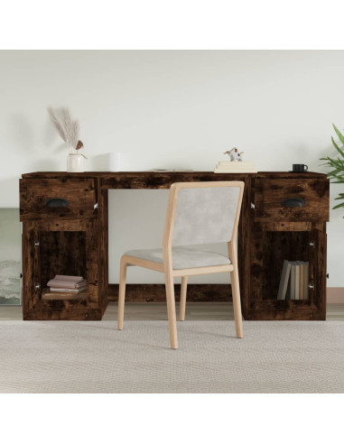 Scrivania con Armadietto Rovere Fumo in Legno Multistrato