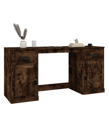 Scrivania con Armadietto Rovere Fumo in Legno Multistrato