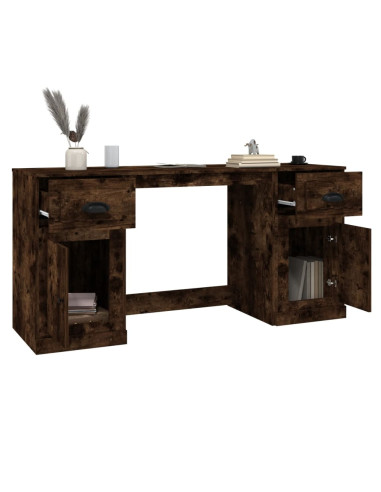 Scrivania con Armadietto Rovere Fumo in Legno Multistrato