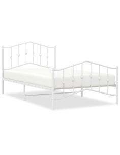 Giroletto con Testiera e Pediera Metallo Bianco 100x200 cm