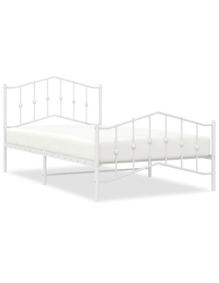 Giroletto con Testiera e Pediera Metallo Bianco 100x200 cm