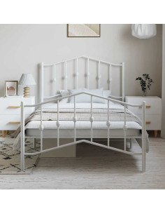 Giroletto con Testiera e Pediera Metallo Bianco 100x200 cm 2