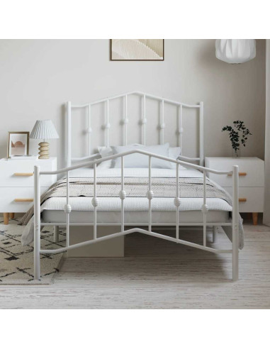 Giroletto con Testiera e Pediera Metallo Bianco 100x200 cm