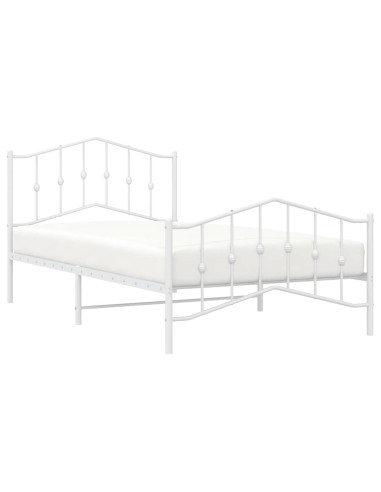 Giroletto con Testiera e Pediera Metallo Bianco 100x200 cm