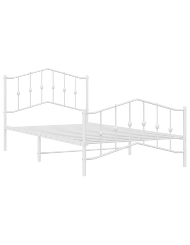 Giroletto con Testiera e Pediera Metallo Bianco 100x200 cm