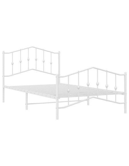 Giroletto con Testiera e Pediera Metallo Bianco 100x200 cm