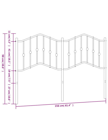 Testiera in Metallo Nero 150 cm