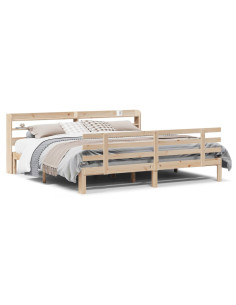 Giroletto con Testiera 200x200 cm in Legno Massello di Pino