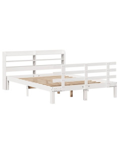 Giroletto con Testiera Bianco 120x190 cm Legno Massello di Pino 2