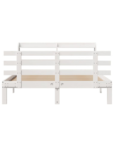 Giroletto con Testiera Bianco 120x190 cm Legno Massello di Pino