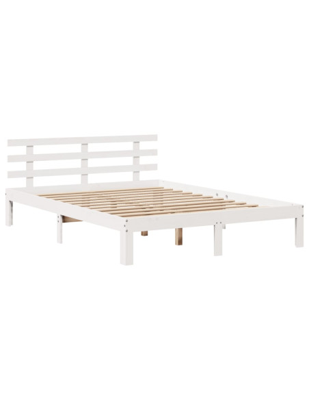 Giroletto con Testiera Bianco 120x190 cm Legno Massello di Pino