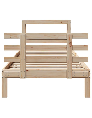 Giroletto con Testiera 90x190 cm in Legno Massello di Pino