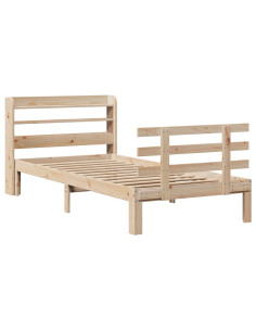 Giroletto con Testiera 90x190 cm in Legno Massello di Pino 2