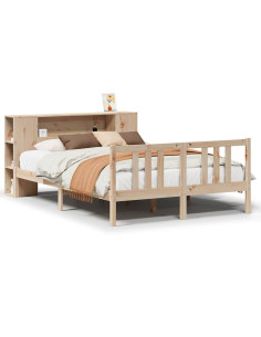 Letto Libreria senza Materasso 135x190 cm in Legno di Pino