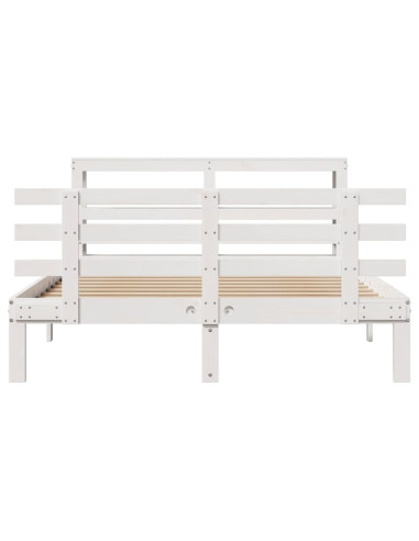 Giroletto con Testiera Bianco 120x190 cm Legno Massello di Pino