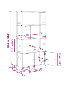 Libreria Rovere Nero 80 x 30 x 155,5 cm Legno multistrato