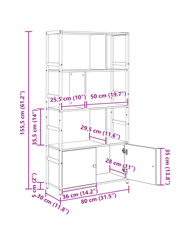 Libreria Legno vecchio 80 x 30 x 155,5 cm Legno multistrato