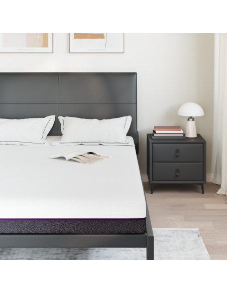 Materasso Bianco e Grigio 160 x 200 cm Tessuto Jacquard