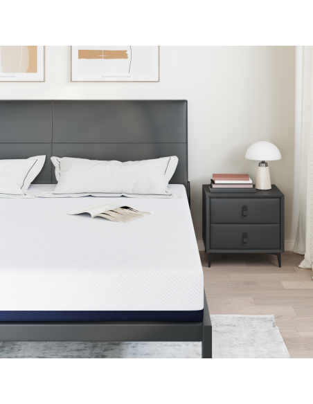 Materasso Bianco e Blu 180 x 200 cm Tessuto Jacquard