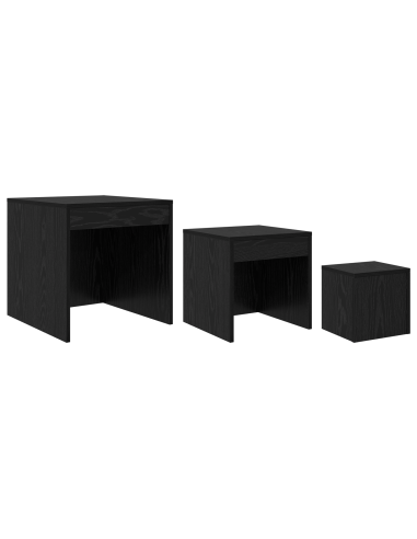 Tavolino da salotto 3 pcs Rovere Nero Legno multistrato