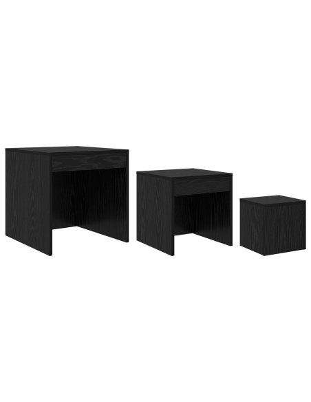 Tavolino da salotto 3 pcs Rovere Nero Legno multistrato