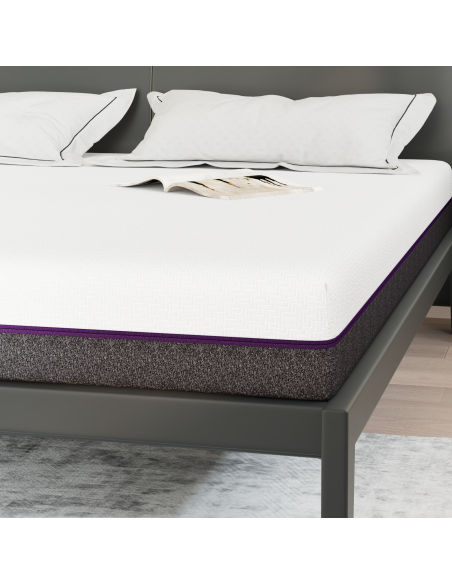 Materasso Bianco e Grigio 200 x 200 cm Tessuto Jacquard