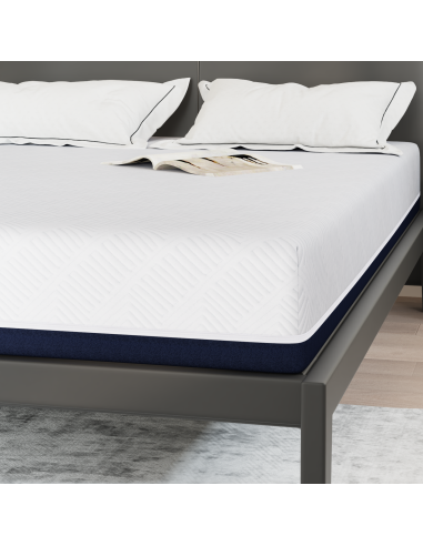 Materasso Bianco e Blu 140 x 190 cm Tessuto Jacquard