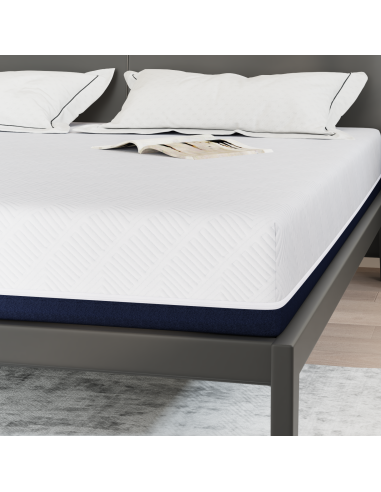 Materasso Bianco e Blu 200 x 200 cm Tessuto Jacquard