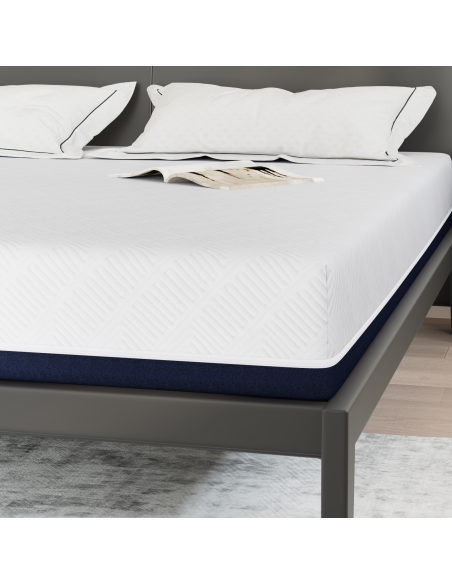 Materasso Bianco e Blu 200 x 200 cm Tessuto Jacquard