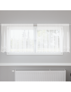 Tenda in Pizzo con tende Floreale Bianco 80 x 200 cm Poliestere