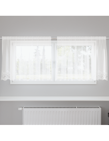 Tenda in Pizzo con tende Floreale Bianco 80 x 200 cm Poliestere