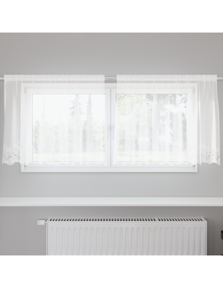 Tenda in Pizzo con tende Floreale Bianco 200 x 100 cm Poliestere