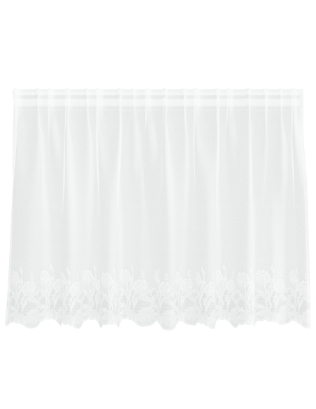 Tenda in Pizzo con tende Floreale Bianco 200 x 100 cm Poliestere