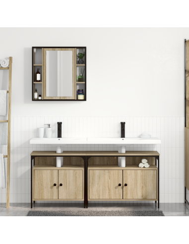 Set di mobili per il bagno 3 pcs Marrone Legno multistrato