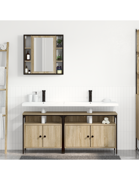 Set di mobili per il bagno 3 pcs Marrone Legno multistrato