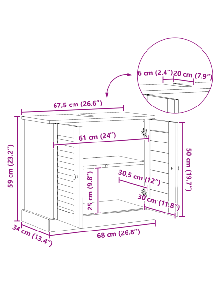 Armadio sottolavello con porta VIGO Marrone e Marrone Miele