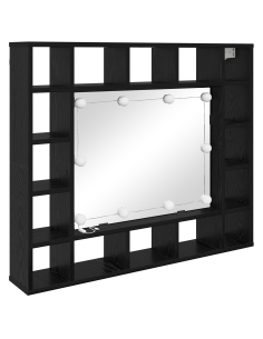 Mobiletto per specchio Rovere Nero 91 x 15 x 76,5 cm