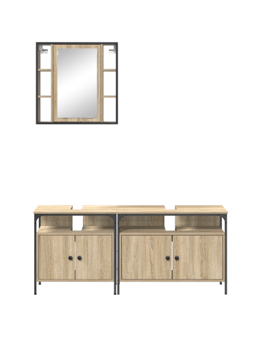 Set di mobili per il bagno 3 pcs Marrone Legno multistrato