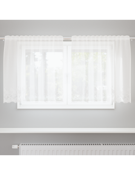 Tenda in Pizzo con tende Floreale Bianco 150 x 100 cm Poliestere