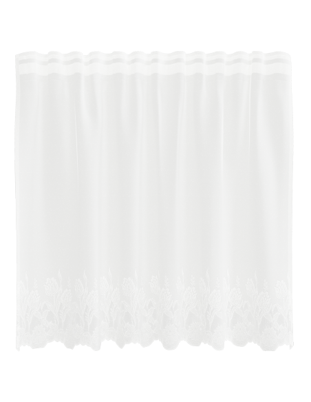 Tenda in Pizzo con tende Floreale Bianco 150 x 120 cm Poliestere