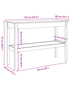 Tavolo consolle con lo scaffale Cera marrone 110 x 40 x 75 cm