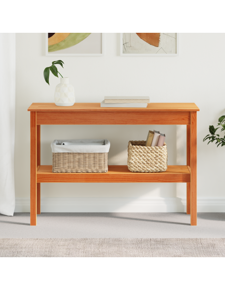 Tavolo consolle con lo scaffale con archiviazione Cera marrone 110 x 40 x 75 cm