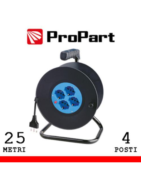 ProPart Avvolgicavo 4pos bipasso/schuko 25metri con protez. termica