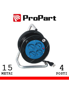 ProPart Avvolgicavo 4pos bipasso/schuko 15metri spina16A nero
