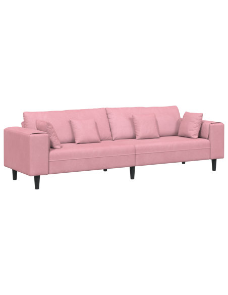 Divano in Velluto con cuscino con cuscino Rosa 209 cm Velluto