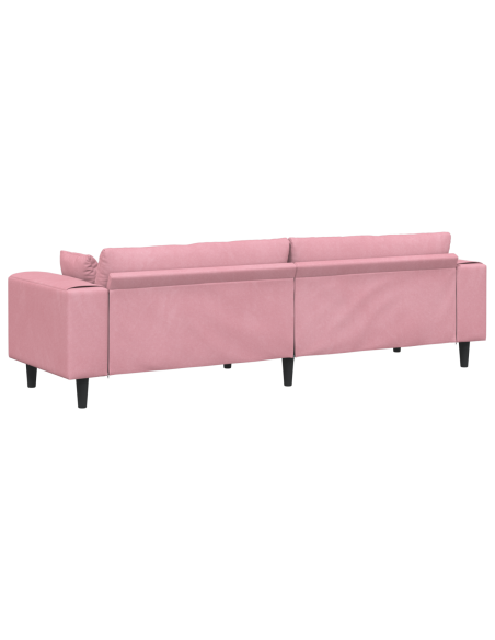 Divano in Velluto con cuscino con cuscino Rosa 209 cm Velluto