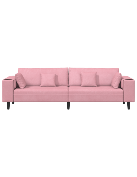 Divano in Velluto con cuscino con cuscino Rosa 209 cm Velluto